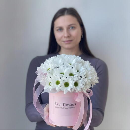 Хризантемы в мини коробочке 10 см