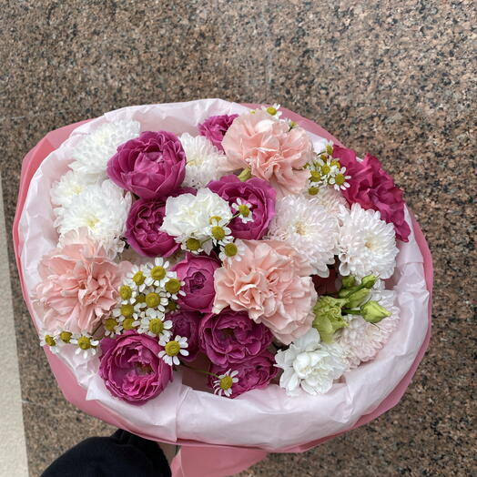 Красивые букет bloom room 🎀Роза гвоздика хризантема