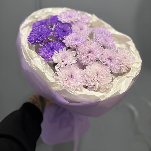 Сиреневые хризантемы моно букетик 💜