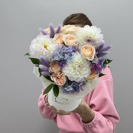 Коробка с цветами «Бабл Гам»💜