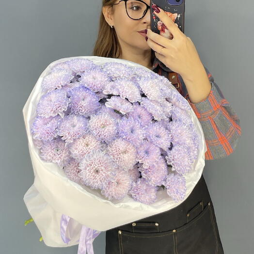 Монобукет из лавандовых хризантем💜
