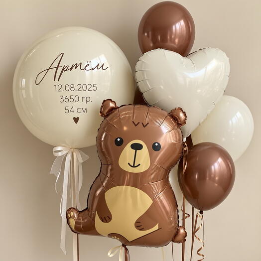 🧸 Шары на выписку «Мишка»