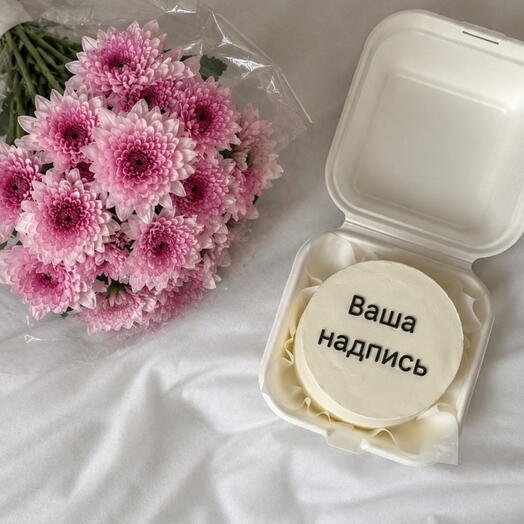 Набор цветы и бенто торт в подарок учителю девушке маме подруге коллеге