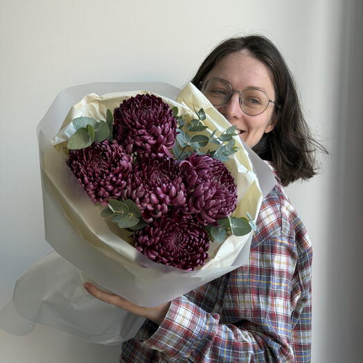 Моно из хризантем сорта бигуди фиолетового оттенка💜