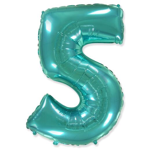 Цифра 5 Тиффани огромная фольгированная 102см шарик