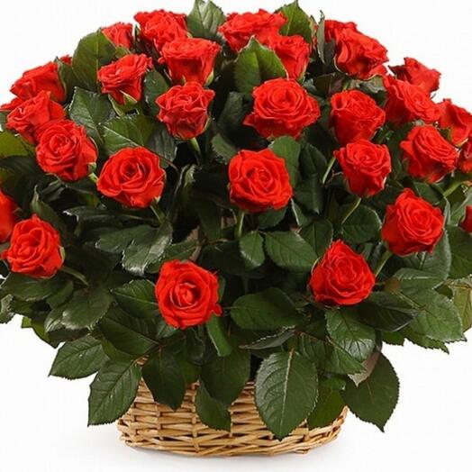 Basket with flowers 51roza