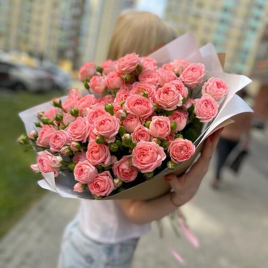 A luxurious bouquet of bushy peony-shaped roses