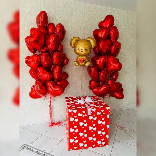 Шарики медведь с сердцами 51 шт
