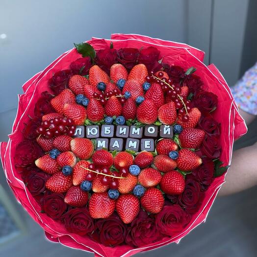 💗 Букет для Мамы из клубники и роз 💗
