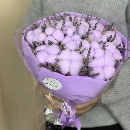Bouquet with cotton and lavender big "fragrant"