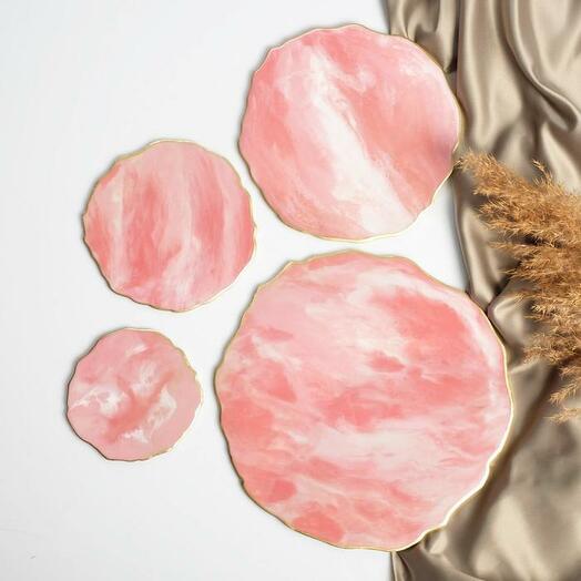 Stands made of epoxy resin "Geoda", color pink