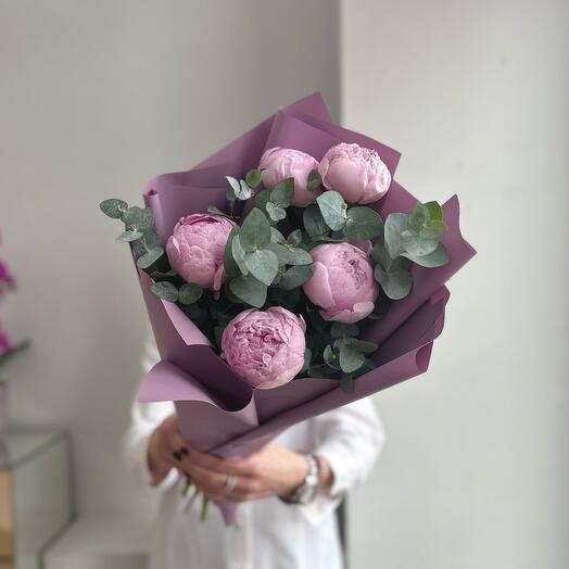 Букет из розовых пионов 5шт 💞