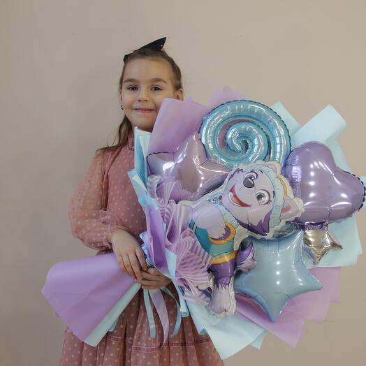 Bouquet of balloons with a puppy
