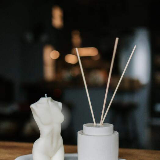 Gift set for a girl: stand and candle torso, 14 cm