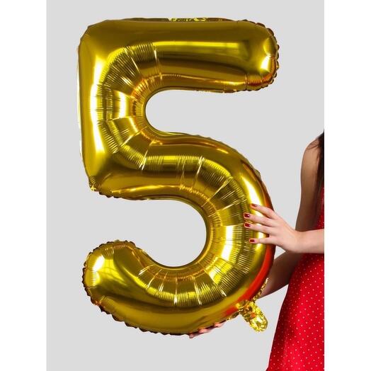 Воздушная цифра "5" с гелием