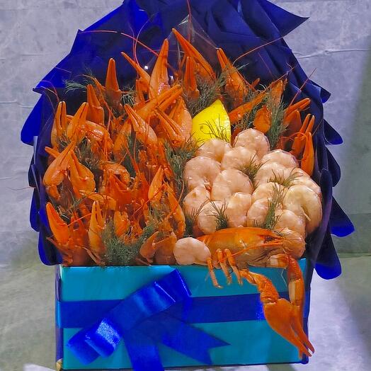 Мужской букет, букет из раков и креветок
