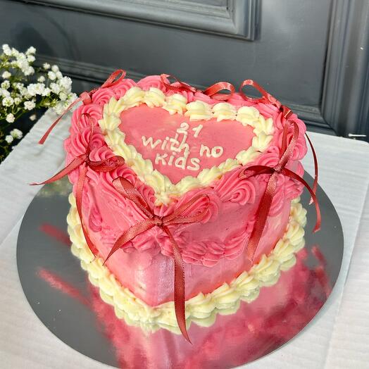 Торт на день рождения, торт сердечко, торт с бантиком, трендовый торт на день рождения 1,5 кг