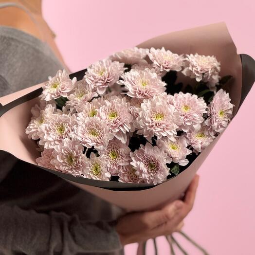 Букет из нежно-розовых хризантем 5шт