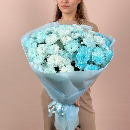 Небесный букет из 15 кустовых хризантем 0130М-015