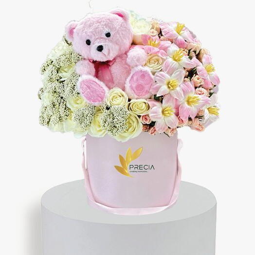 New Baby Pink Teddy Bear Fleurs