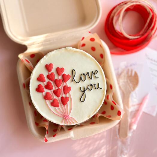 Pastel de Bento con corazones para el 14 de febrero "Love you