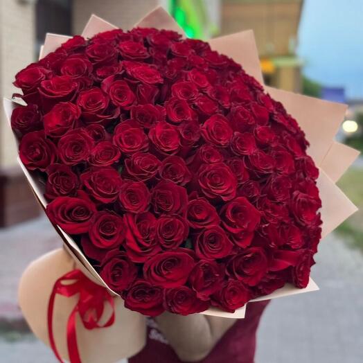 Букет 101 красная роза – 14 февраля