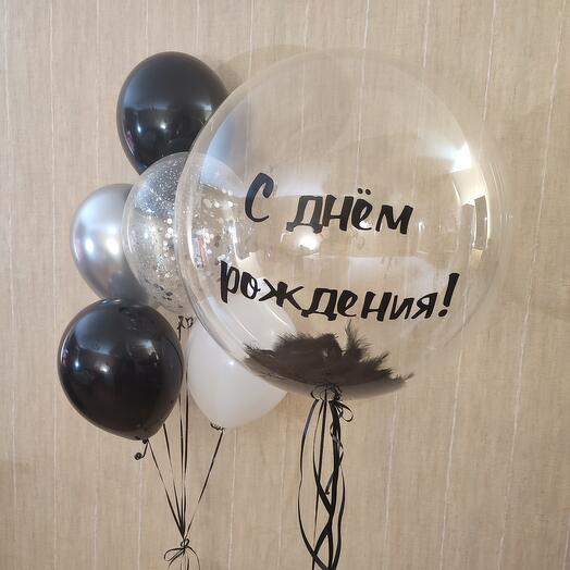 Мужской набор с  шаром с чёрными перьями