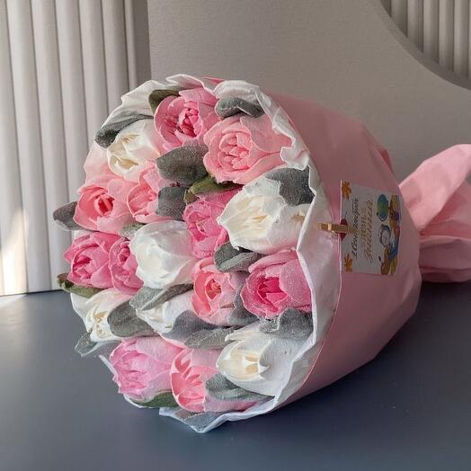 Dulce delicado regalo de la muchacha querida / delicioso ramo de tulipanes de malvavisco / malvavisco natural / para el día de fiesta / dari emoción