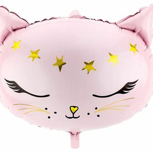 Pink cat balloon with helium