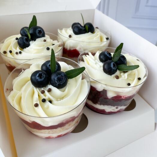 Трайфлы 4шт с голубикой на день рождения, к чаю, в подарок папе