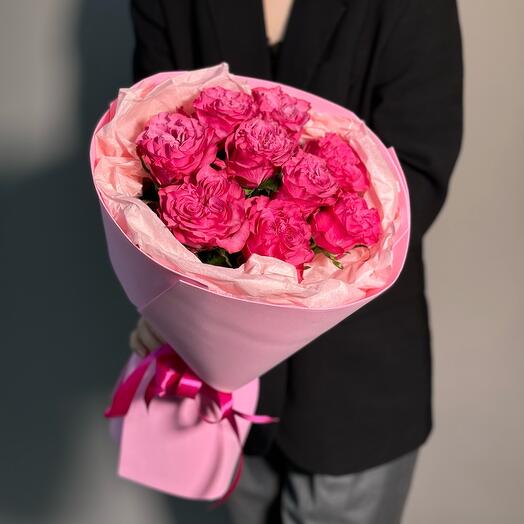 Mono bouquet of pink peony-shaped roses Country Blues 9