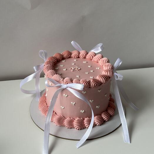 1kg pink Lambeth Mini cake with bows//the number can be changed