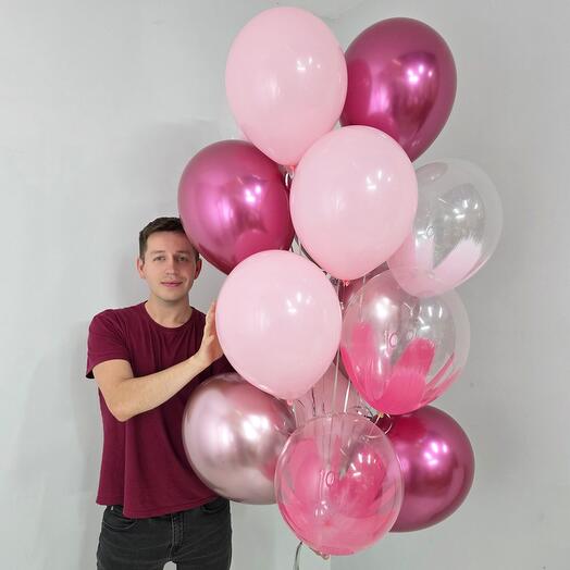 Воздушные шары "Розовый блеск", 15 шаров