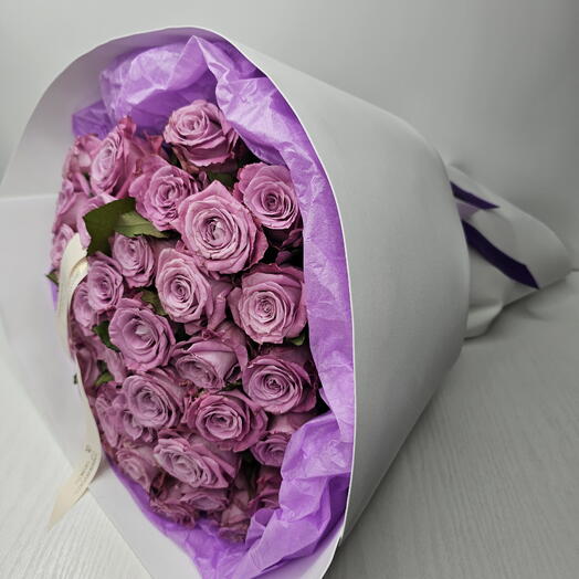 51 роза, "Лавандовый Раф" 💜 большой букет 51 роза
