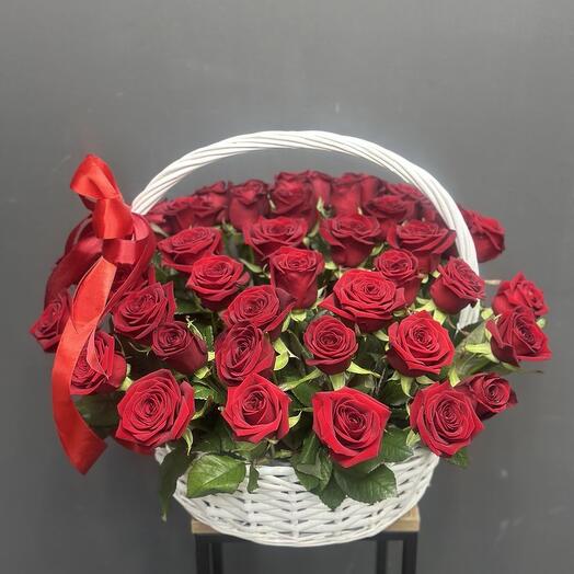 АКЦИЯ🌹55 Красных роз в корзине