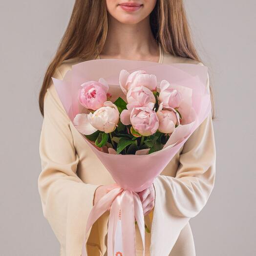 Розовые пионы 7 шт