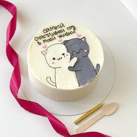 Торт 1 кг с котиками/котами на годовщину для любимого/любимой