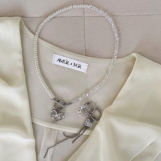 Комплект из жемчуга Майорка и хрустальной крошки