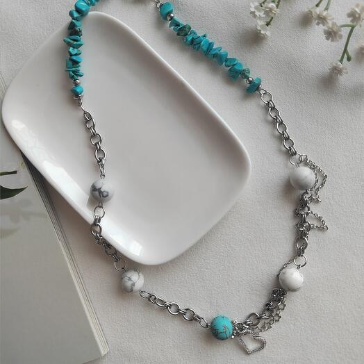 Ожерелье из кахолонга (имитация) и турквенита