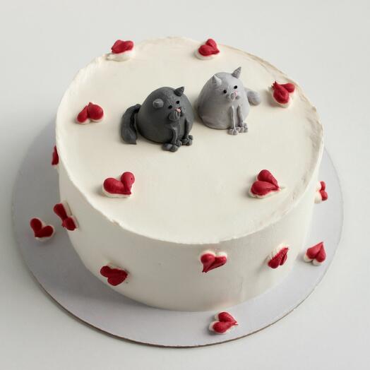 Бисквитный торт Влюбленные котики