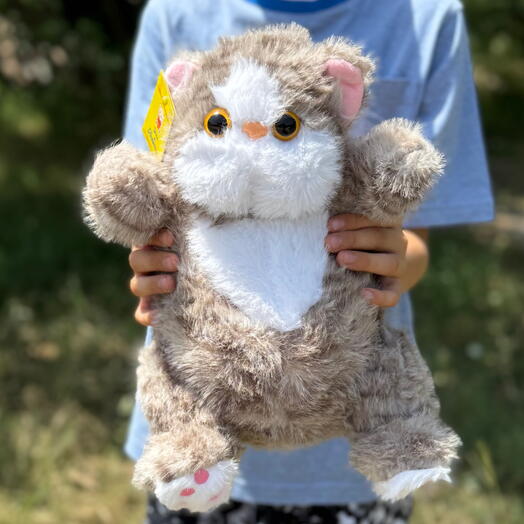 Мягкая игрушка плюшевый кот коричневый. Soft plush toy cat brown