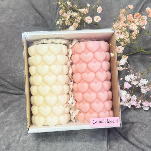 Набор свечей цилиндр сердце