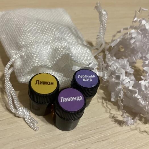 Набор эфирных  масел (лаванда, лимон, перечная мята)