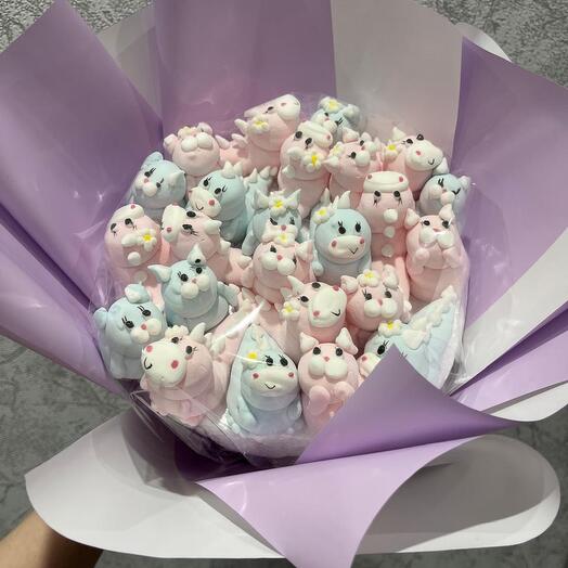 Букет из Маршмеллоу Дракоши и Кошки