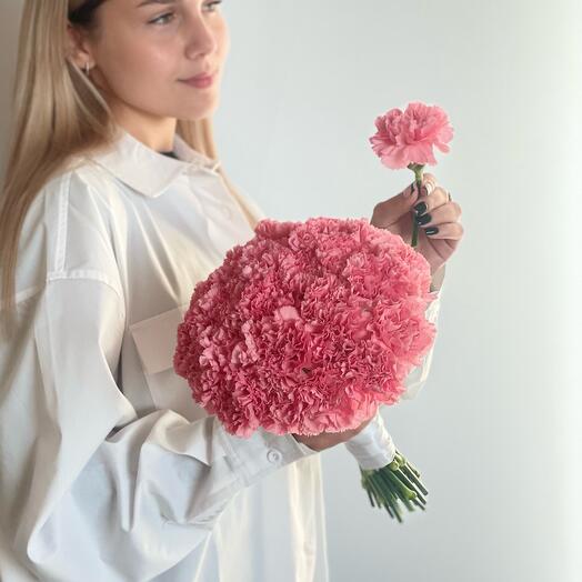 Букет невесты из розовых диантусов с бутоньеркой