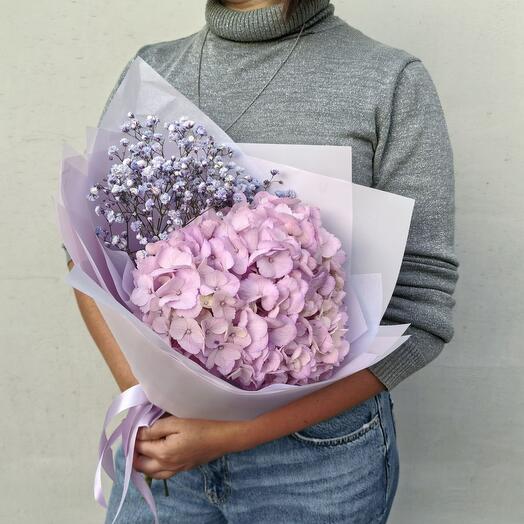 Букет гортензия с гипсофилой