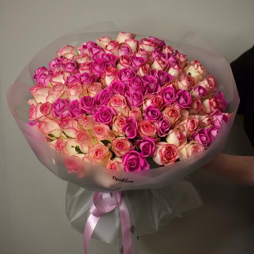 Букет из 101 розовой розы ( Кения )