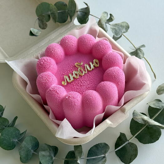 Муссовый бенто торт розовый «люблю»