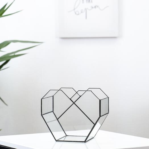 Флорариум "Сердце" , ваза для флорариума из стекла , органайзер