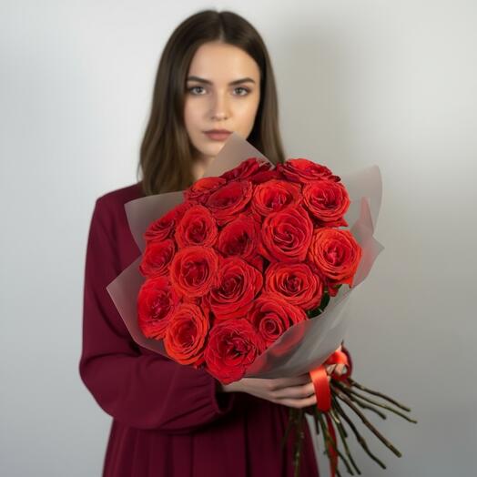Монобукет из 25 красных роз